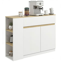 Buffet - HOMCOM - meuble rangement placard 2 portes étagère réglable 2 tiroirs 3 étagères - bois - 110x295x82cm - blanc