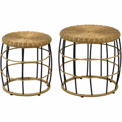 Apportez une touche d'élégance à votre intérieur ou extérieur avec ce magnifique lot de 2 tables d'appoints gigognes encastra ...