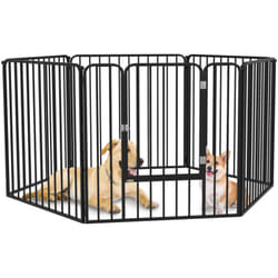 Pawhut - Parc enclos modulable pour chien porte 6 panneaux noir
