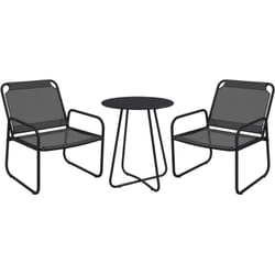 Outsunny - Ensemble salon de jardin 3 pcs 2 fauteuils et table ronde gris