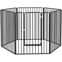 Pawhut - Parc enclos modulable pour chien 6 panneaux avec porte acier époxy noir
