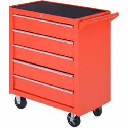 Ce chariot à outils sur roulettes est parfait pour ranger vos outils dans ses 5 tiroirs. Doté d'un cadre en acier robuste et  ...