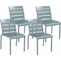 Outsunny - Lot de 4 chaises de jardin empilables avec assise et dossier à lattes gris