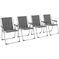 Lot de 4 chaises pliantes de jardin chaises de camping plage avec accoudoirs tissu Oxford gris