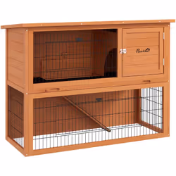 Ce magnifique clapier en bois dispose d'un espace généreux sur 2 étages idéal pour que vos lapins grandissent en toute séréni ...