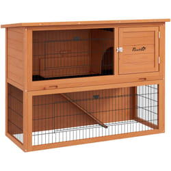 Clapier à lapin cage à lapin 2 étages 3 portes verrouillables bois pré-huilé