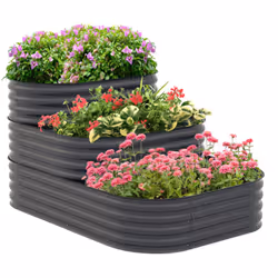 Cette joli jardinière rectangulaire arrondie robuste en acier vous permettra de profiter de 3 espaces de plantation pour vos  ...