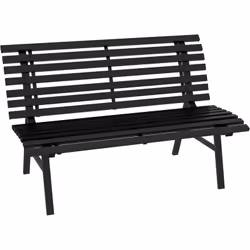 Outsunny - Banc de jardin 2 places assise dossier à lattes alu noir