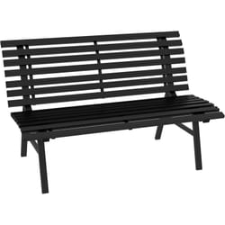 Outsunny - Banc de jardin 2 places assise dossier à lattes alu noir