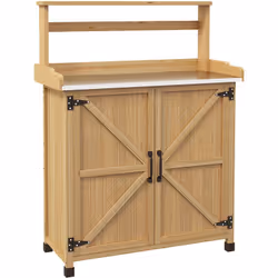 Cette jolie table de rempotage jardinage en bois de sapin pré-huilé vous permettra de profiter d'un confortable espace de pla ...