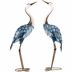 Laissez les sculptures d'art Outsunny illuminer votre jardin. Composé de deux grues aux poses gracieuses, aux couleurs vives  ...