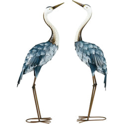 Outsunny - Lot de 2 statues de jardin grues acier