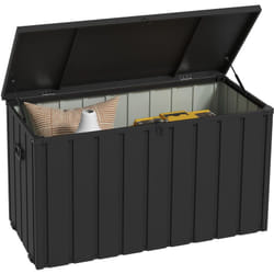 Outsunny - Coffre de rangement jardin capacité 450L - vérin à gaz, roulettes, poignée - acier pp anthracite