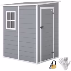 Description générale Ce cabanon de jardin élégant offre une superficie de 1,54 m², idéal pour le rangement des outils et acce ...