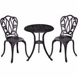 Ajoutez une touche d'élégance à votre jardin ou votre terrasse grâce à cet ensemble 3 pièces au charme rétro. Fabriqué en fon ...