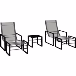 Cet ensemble de jardin avec 2 fauteuils, 2 repose-pieds et 1 table basse est idéal pour créer un bel espace détente dans votr ...