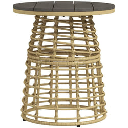 Outsunny - Table basse de jardin table d'appoint extérieur résine aspect rotin métal naturel