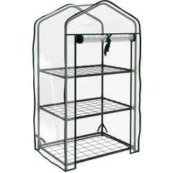 Outsunny - Serre de jardin balcon 3 niveaux métal thermolaqué vert pe transparent