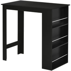 Homcom - Table de bar table haute de cuisine mange-debout comptoir - 3 étagères - aspect bois noir