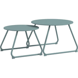 Outsunny - Lot de 2 tables basses gigognes de jardin métal époxy bleu