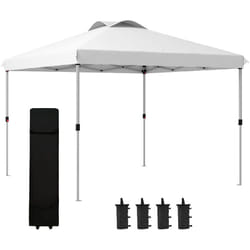 Outsunny - Tonnelle barnum pop-up pliant 3 x 3 m sac de transport à roulettes blanc