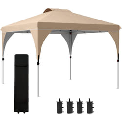 Outsunny - Tonnelle barnum pop-up pliant 3 x 3 m sac de transport beige