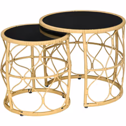 Apportez une touche élégante à votre intérieur avec ce magnifique lot de 2 tables d'appoints gigognes encastrables. En acier ...