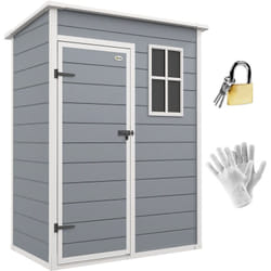 Outsunny - Abri de jardin - remise pour outils - cabanon porte verrouillable, fenêtre - dim. 151L x 92l x 193H cm - alu pp gris blanc