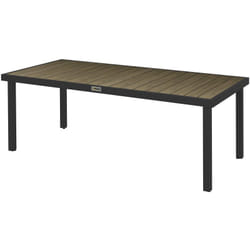 Outsunny - Table de jardin rectangulaire pour 8 personnes en aluminium plateau pe à lattes aspect bois dim. 190L x 90l x 74H cm noir