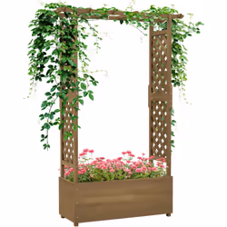 Cette jardinière design avec arche et treillis sublimera votre extérieur ! Cette jardinière avec treillis ajoutera un charme  ...