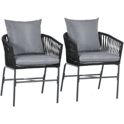 Outsunny - Lot de 2 fauteuils de jardin métal corde pe avec coussins