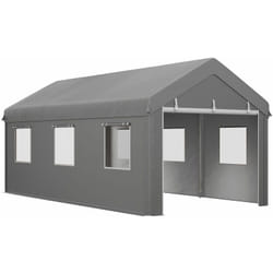 Outsunny - Tente garage carport dim. 6L x 2,95l x 2,78H m acier galvanisé pe haute densité 2 portes 6 fenêtres gris