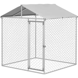 Pawhut - Enclos poulailler chenil 4 m² - parc grillagé dim. 2L x 2l x 2,37H m - poulailler chenil entièrement couvert - acier galvanisé
