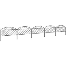 Outsunny - Lot de 5 clôtures de jardin décoratives avec ornements métal noir