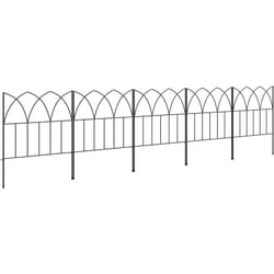 Outsunny - Lot de 5 clôtures de jardin décoratives avec ornements métal noir