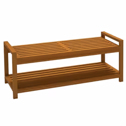 Banc de jardin avec étagère et assise à lattes en bois dacacia
