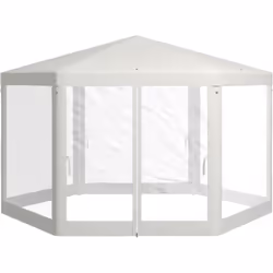 Cette magnifique tonnelle tente de réception hexagonale style cosy sera idéale pour organiser une soirée, une fête, un mariag ...