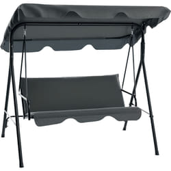Outsunny - Balancelle de jardin 3 places toit réglable acier polyester gris