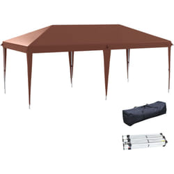 Outsunny - Tonnelle barnum de jardin pop-up pliant 5,85L x 2,95l x 2,7H m sac inclus acier époxy oxford haute densité marron