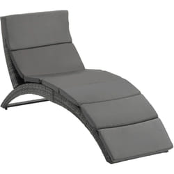 Outsunny - Bain de soleil design contemporain - matelas grand confort inclus - résine tressée gris