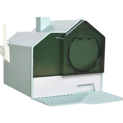 Pawhut - Maison de toilette chat design maisonnette porte battante pelle filtre tapis bleu