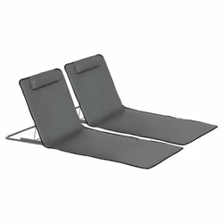Outsunny - Lot de 2 tapis de plage - Tissu Oxford - 124x53x45cm - Gris