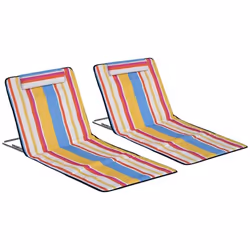 Lot de 2 tapis de plage - Outsunny - 124x53x45cm - Tissu Oxford - multicolore