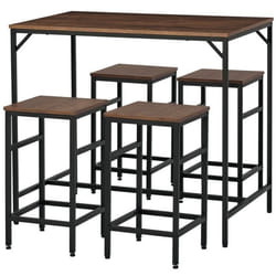 HOMCOM - Ensemble table de bar - Métal - 100x60x88cm - Noir