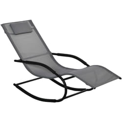 Outsunny - Chaise longue à bascule rocking chair design acier époxy noir textilène gris