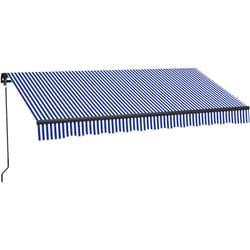 Outsunny - Store banne manuel rétractable inclinaison réglable manivelle alu polyester anti-UV bleu blanc