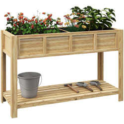Jardinière sur pied - séparateur amovible, étagère - bois sapin autoclave