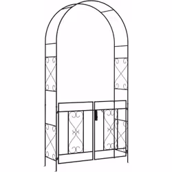 Cette magnifique arche à rosiers avec portillon style fer forgé en métal époxy décorera parfaitement votre jardin ou terrasse ...