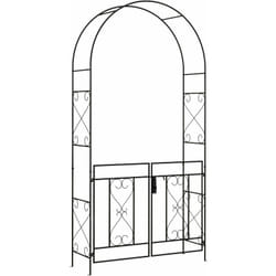 Outsunny - Arche de jardin avec portillon treillis style fer forgé métal époxy noir