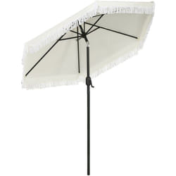 Outsunny - Parasol inclinable de jardin ø 225 cm style bohème à franges crème